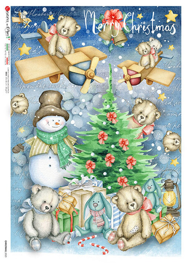 Paper Designs CHRISTMAS Snowman Tree A4 Decoupage Rice Paper #CHRISTMAS 0323