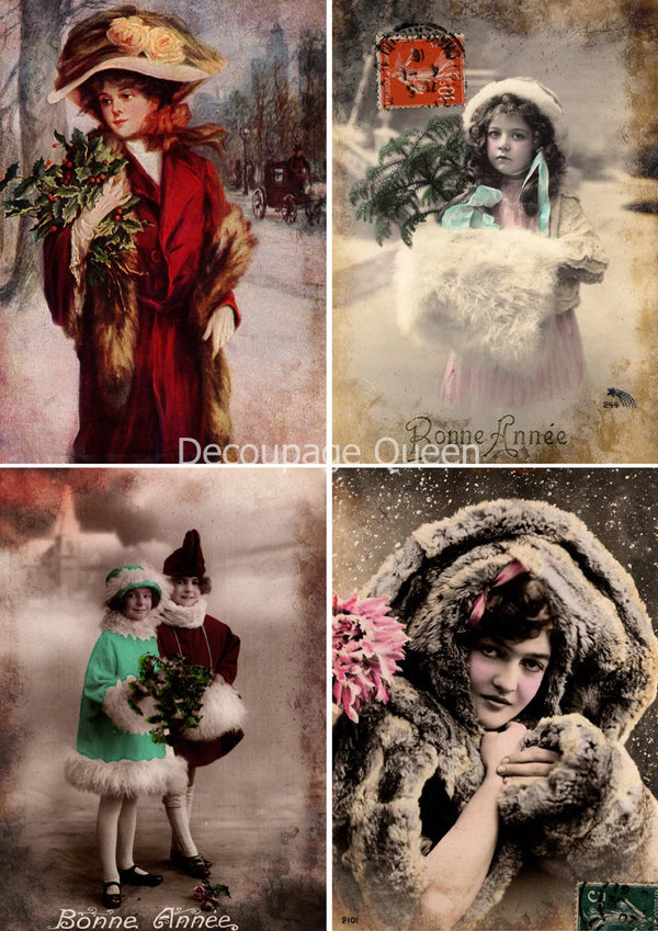 Decoupage Queen WANDERING WINTER Christmas A4 Rice Paper DQRP_0365 Retired 7.20.24