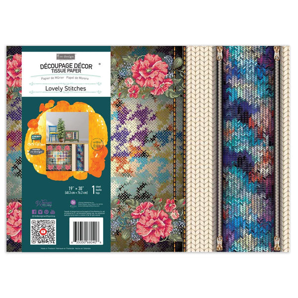 Packaging of Découpure çèor tissue paper with floral and patterned designs.