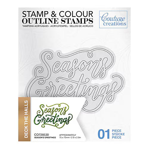 Couture Creations Deck the Halls SEASON'S GREETINGS Clear Stamp #CO728530
