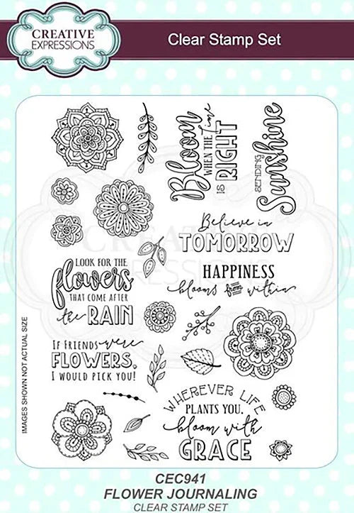 Creative Expressions FLOWER JOURNALING Clear A5 Stamp Set 24 pieces #CEC941
