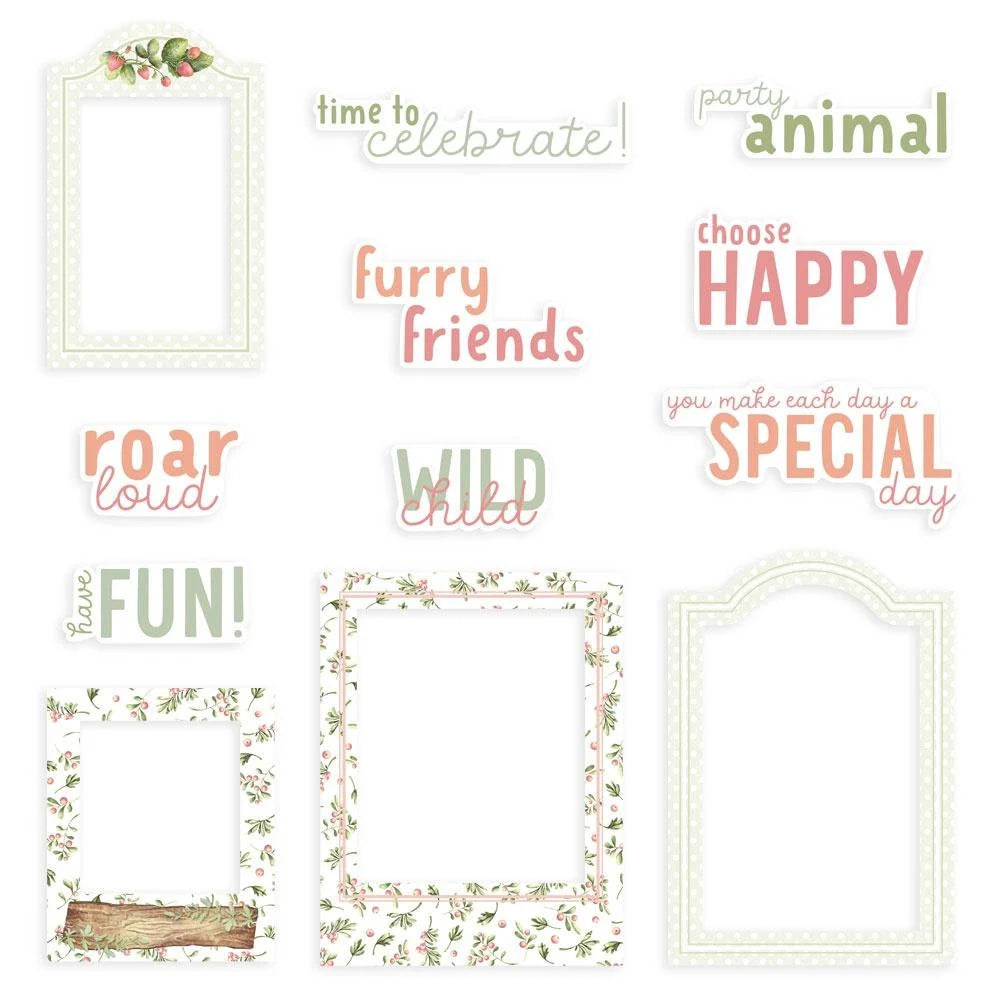 P13 WOODLAND CUTIES Ephemera, Frames & Words 12 pcs #P13-WDC-37