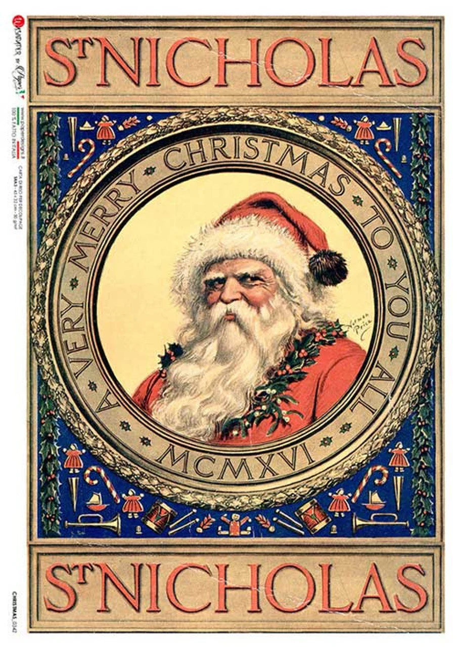 Paper Designs ST. NICHOLAS Portrait A4 Decoupage Rice Paper #CHRISTMAS0342