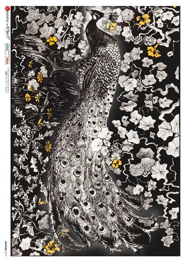 Paper Designs HOYTEMA PEACOCK A4 Decoupage Rice Paper #ARTWORK 0117
