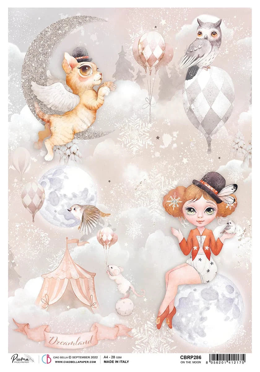 Ciao Bella ON THE MOON Rice Paper A4 Mixed Media #CBRP286