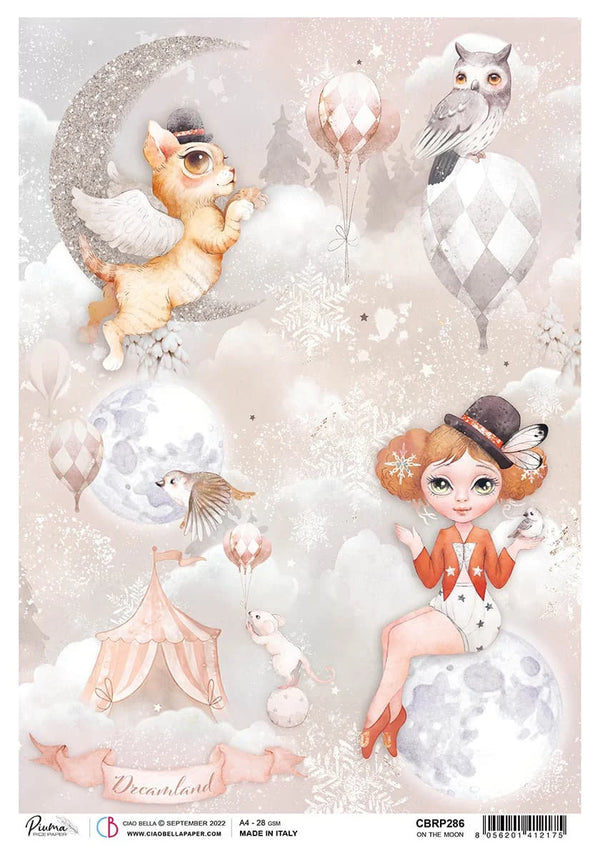 Ciao Bella ON THE MOON Rice Paper A4 Mixed Media #CBRP286