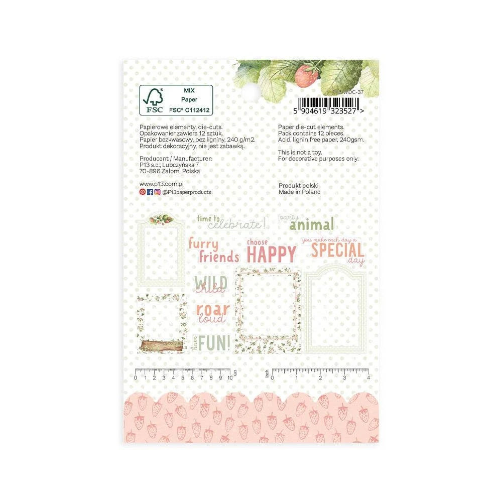 P13 WOODLAND CUTIES Ephemera, Frames & Words 12 pcs #P13-WDC-37
