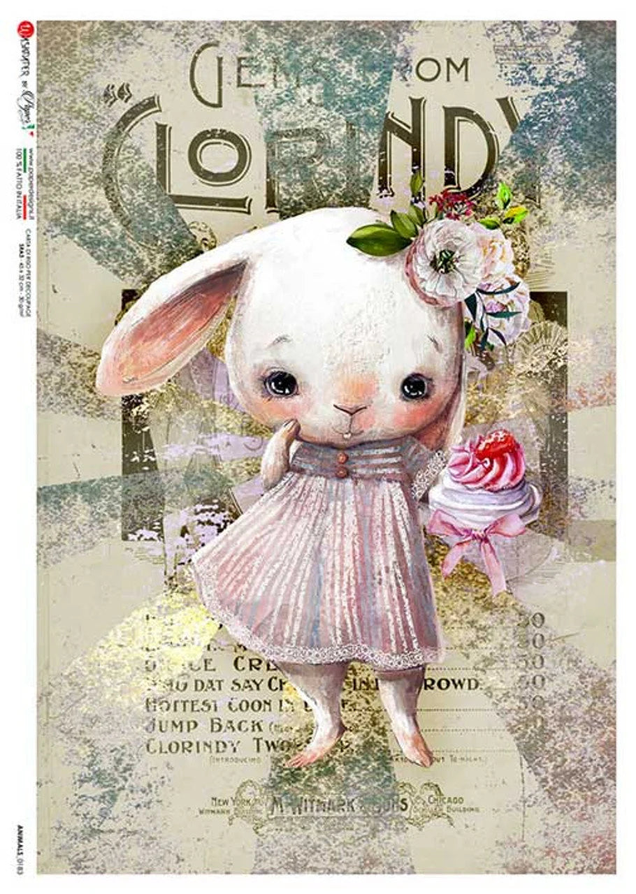 Paper Designs SWEET RABBIT A4 Decoupage Rice Paper #ANIMALS 0183