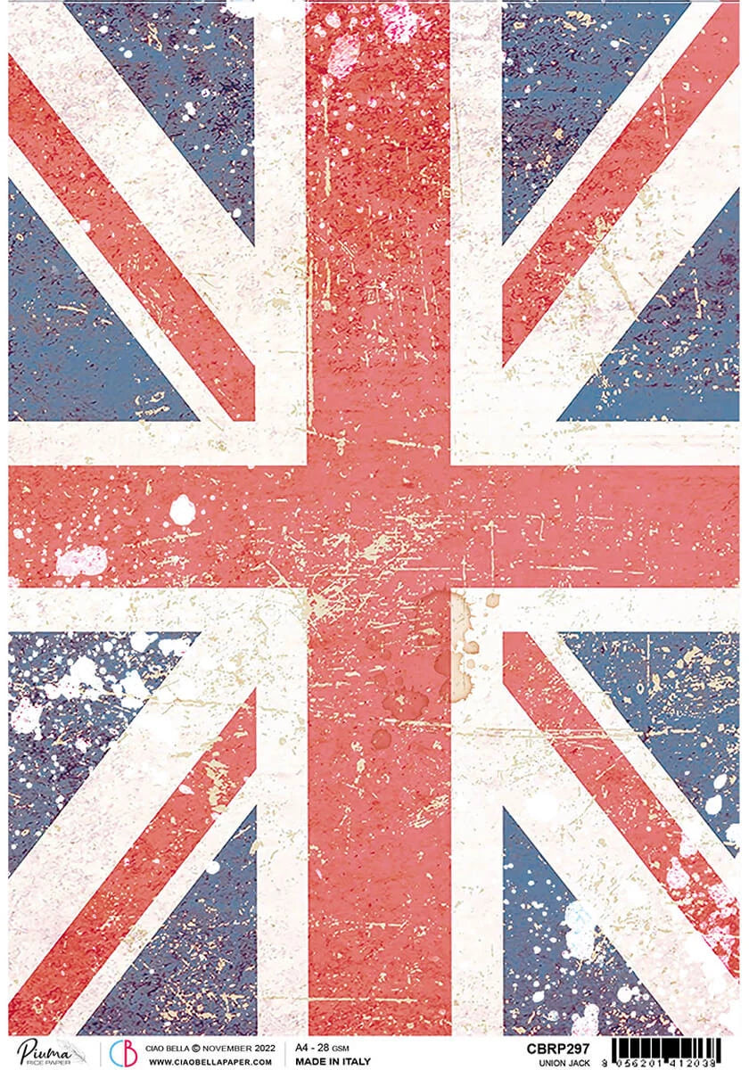 Ciao Bella London Calling UNION JACK Decoupage Rice Paper A4 #CBRP297