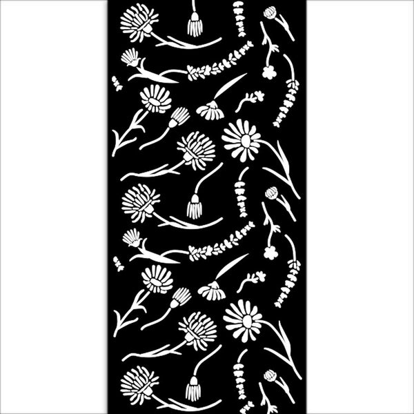 Stamperia Create Happiness WELCOME HOME FLOWERS Stencil 12X25 cm #KSTDL78