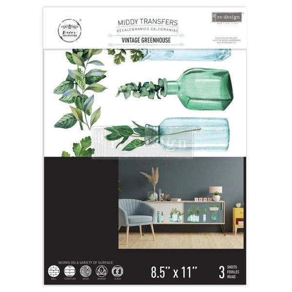 re-design Prima VINTAGE GREENHOUSE 8.5 x 11 Decor Transfers 3 sheets #659271