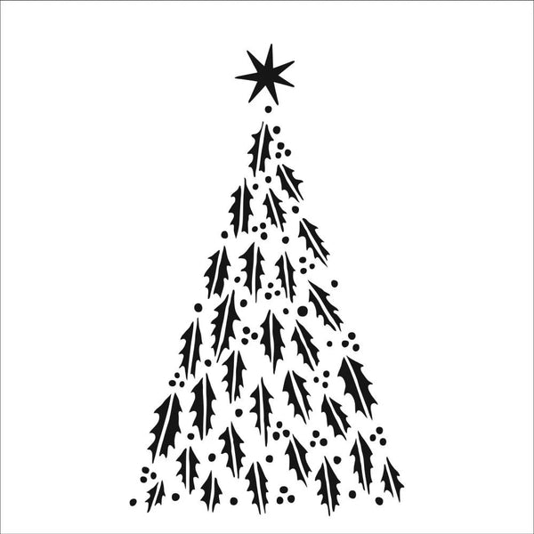 TCW The Crafter's Workshop HAPPY HOLLY Tree Mini 6x6 Stencil #TCW951s