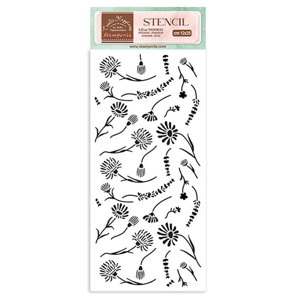 Stamperia Create Happiness WELCOME HOME FLOWERS Stencil 12X25 cm #KSTDL78
