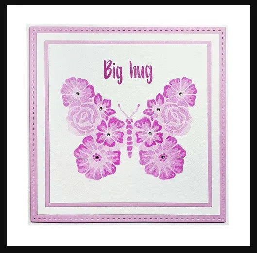 Card with a pink butterfly design and 'Big hug' text on a white background