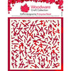 Woodware Craft Collection stencil with red geometric pattern on a white background