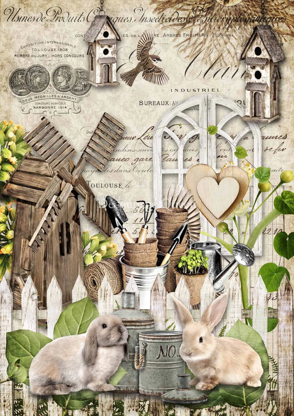 Decoupage Queen GARDEN FRIENDS A4 Rice Paper dqrp0407 (Retired 2.25)