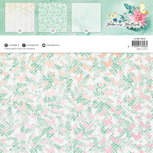 Studio Light BLOOMING BUTTERFLY 8x8 Vellum Set 6 Sheets #SLBBVES03