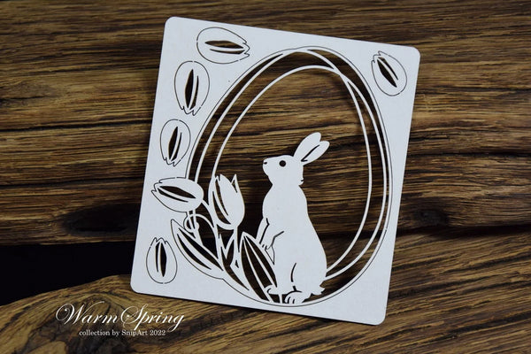 Snipart Warm Spring EGG WITH BUNNY Chipboard #24214
