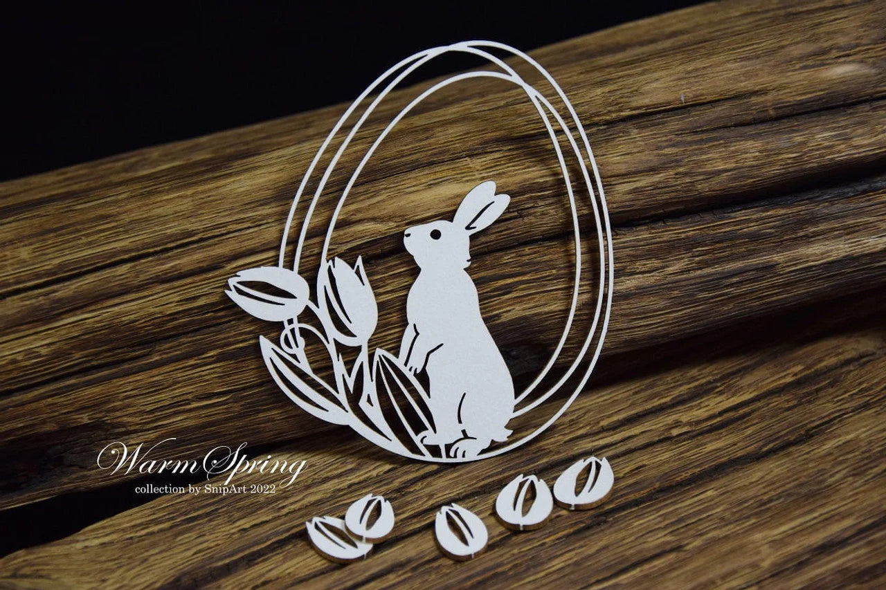 Snipart Warm Spring EGG WITH BUNNY Chipboard #24214