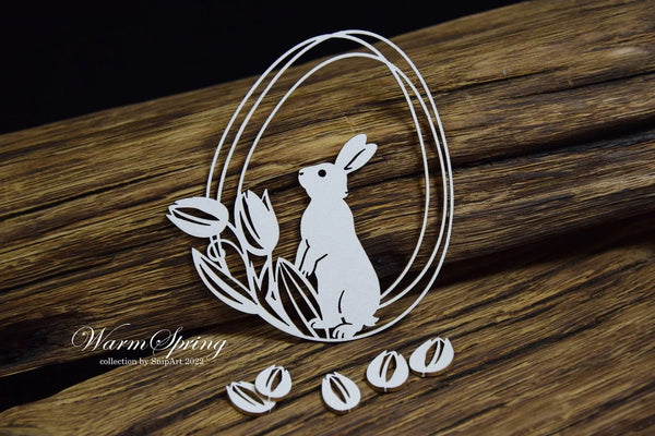 Snipart Warm Spring EGG WITH BUNNY Chipboard #24214