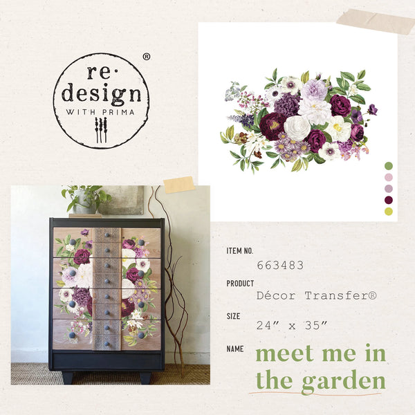Re-design Prima Decor Transfer Meet Me In The Garden 24"x35" #663483