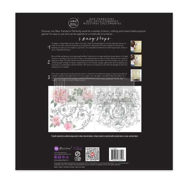 Re-design Prima Decor Maxi Transfer ODEUR De ROSE 2 sheets 12"x12" #663407