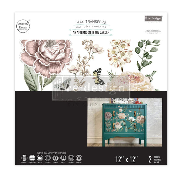 Re-design Prima Decor Maxi Transfer An Afternoon in the Garden 2 sheets 12"x12" #663506