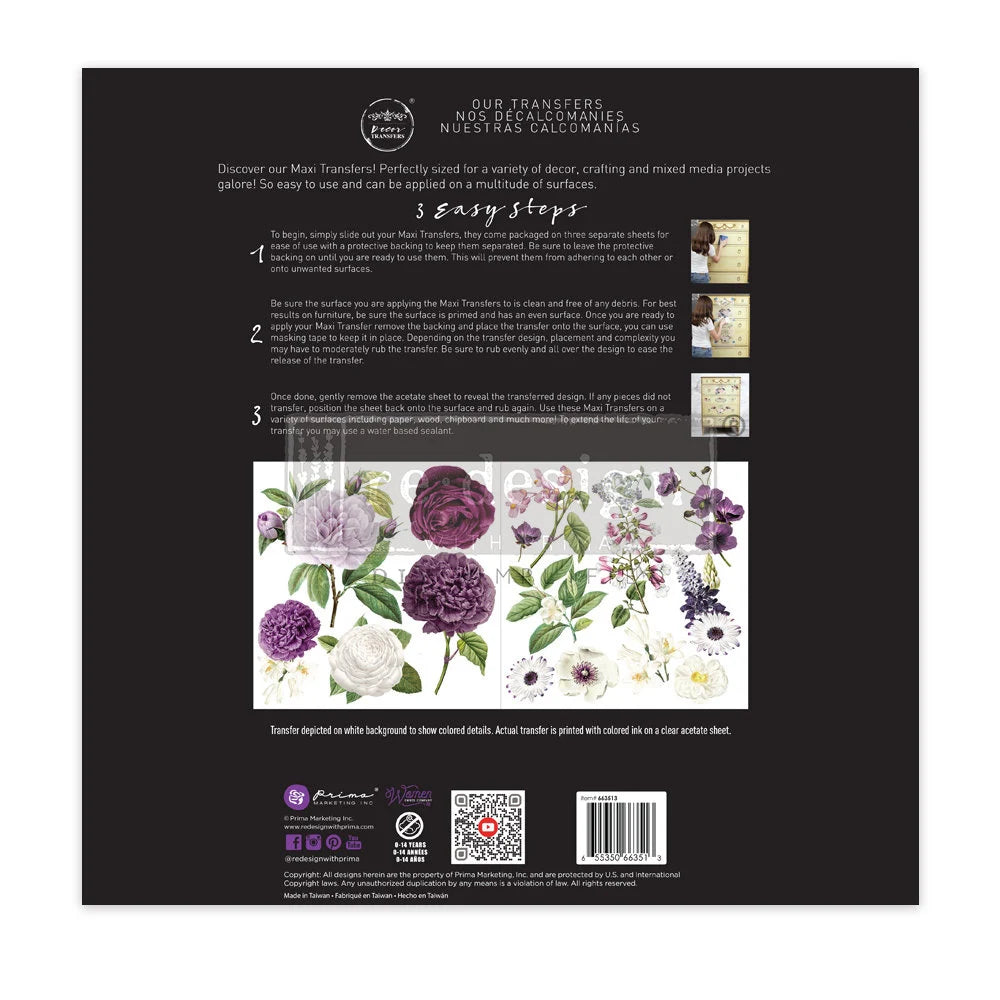 Re-design with Prima Decor Maxi Transfer MAJESTIC BLOOMS 2 sheets 12