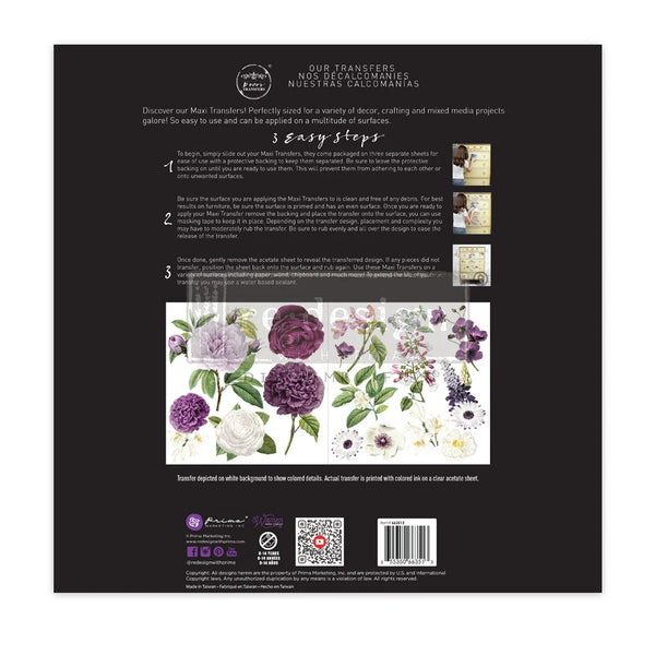 Re-design with Prima Decor Maxi Transfer MAJESTIC BLOOMS 2 sheets 12"x12" #663513
