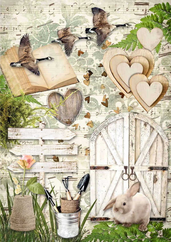 Decoupage Queen THIS WAY For SPRING A4 Rice Paper dqrp0404 (Retired 2.25)