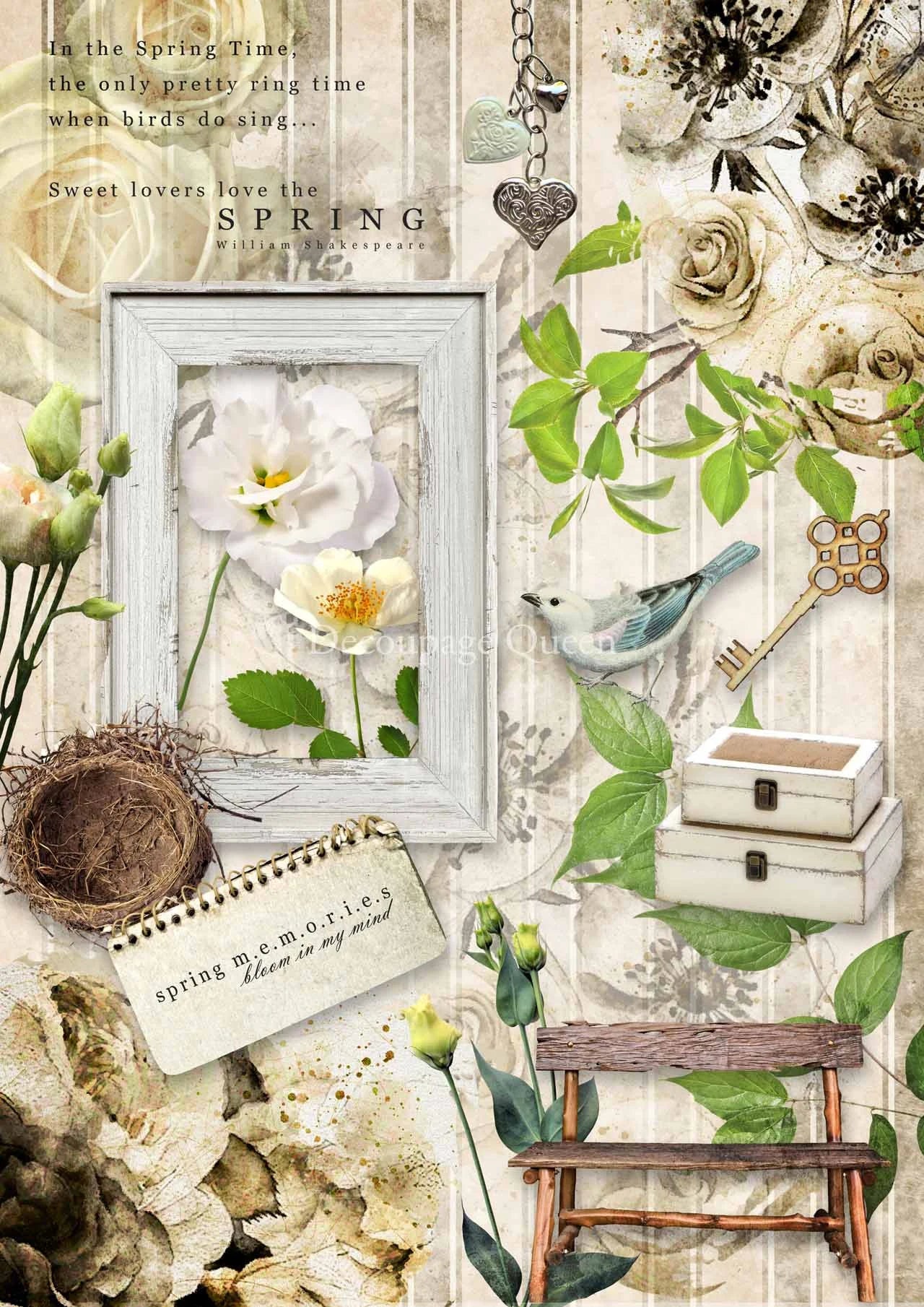 Decoupage Queen SPRING MEMORIES A4 Rice Paper dqrp0406 (Retired 2.25)