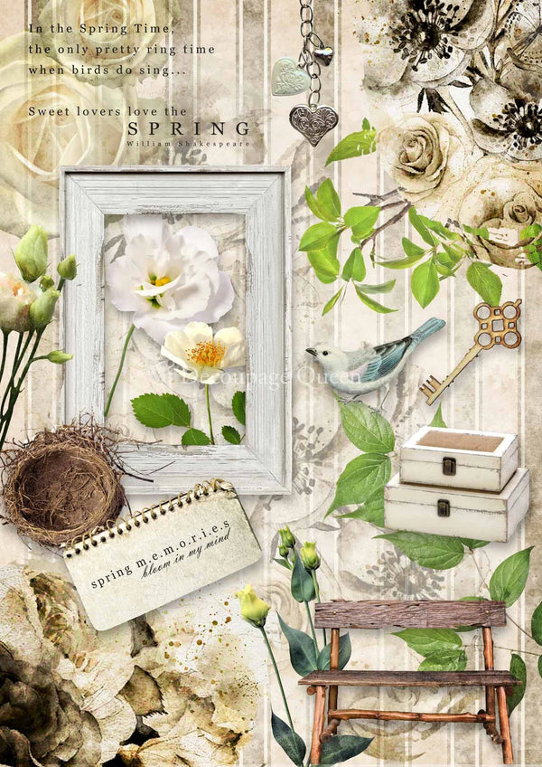 Decoupage Queen SPRING MEMORIES A4 Rice Paper dqrp0406 (Retired 2.25)