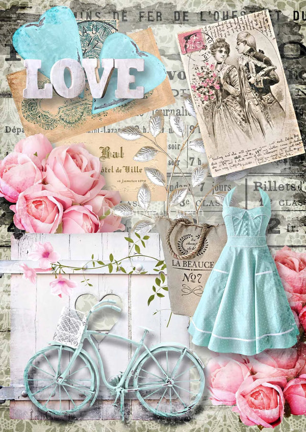 Decoupage Queen LOVE is in the AIR A4 Rice Paper dqrp0417  (Retired 2.25)