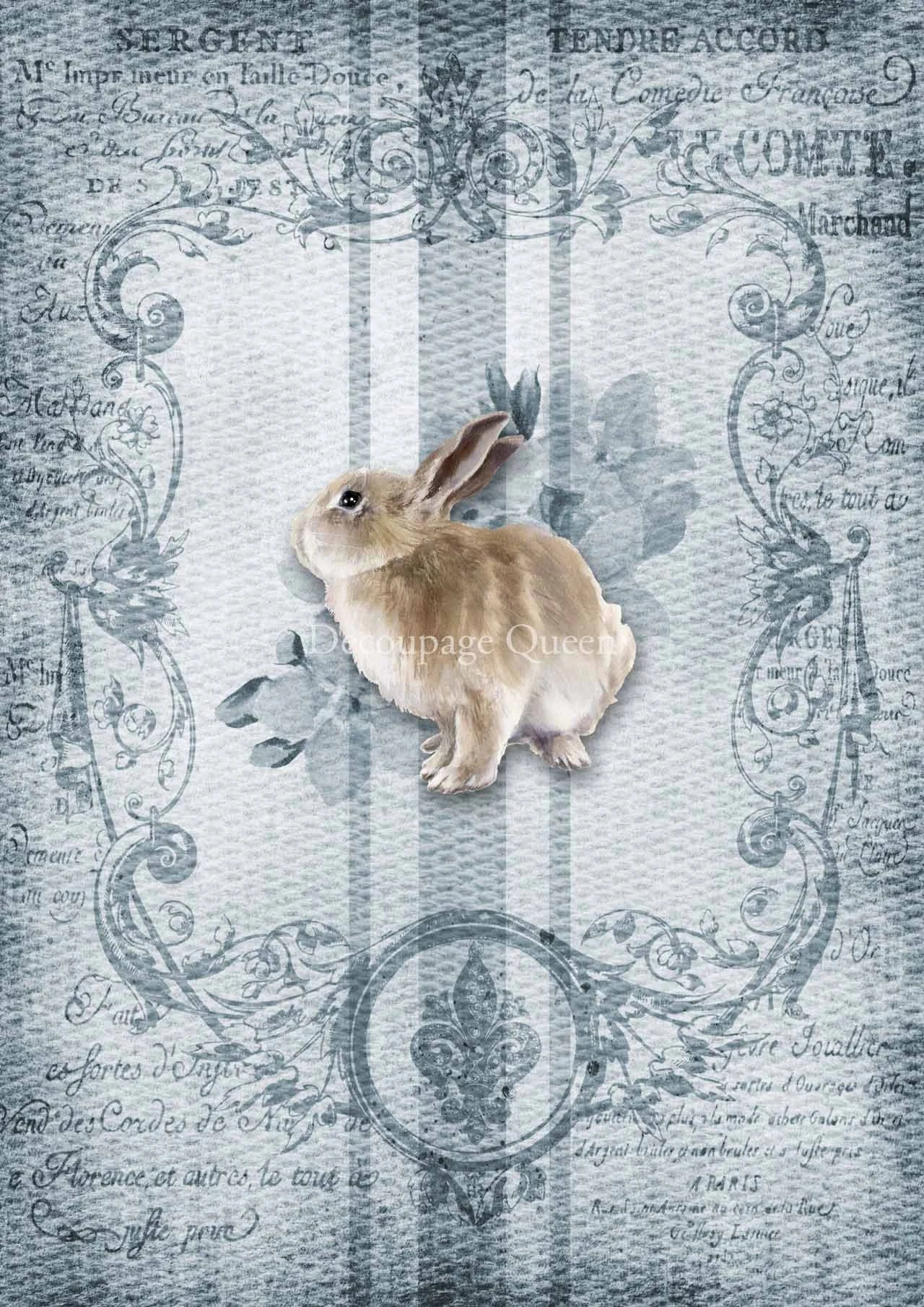 Decoupage Queen Spring GRAIN SACK BUNNY A4 Rice Paper dqrp0422 (Retired 2.25) - last three