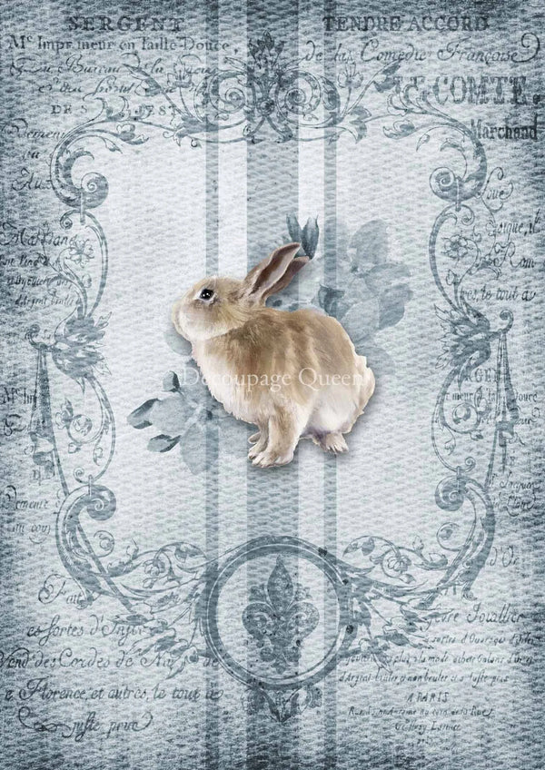 Decoupage Queen Spring GRAIN SACK BUNNY A4 Rice Paper dqrp0422 (Retired 2.25) - last three