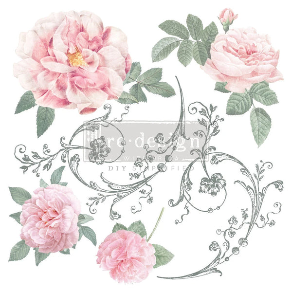 Re-design Prima Decor Maxi Transfer ODEUR De ROSE 2 sheets 12"x12" #663407