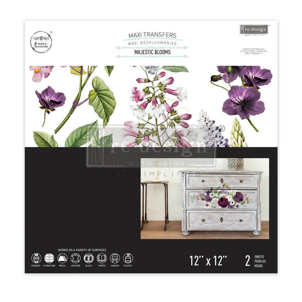 Re-design with Prima Decor Maxi Transfer MAJESTIC BLOOMS 2 sheets 12