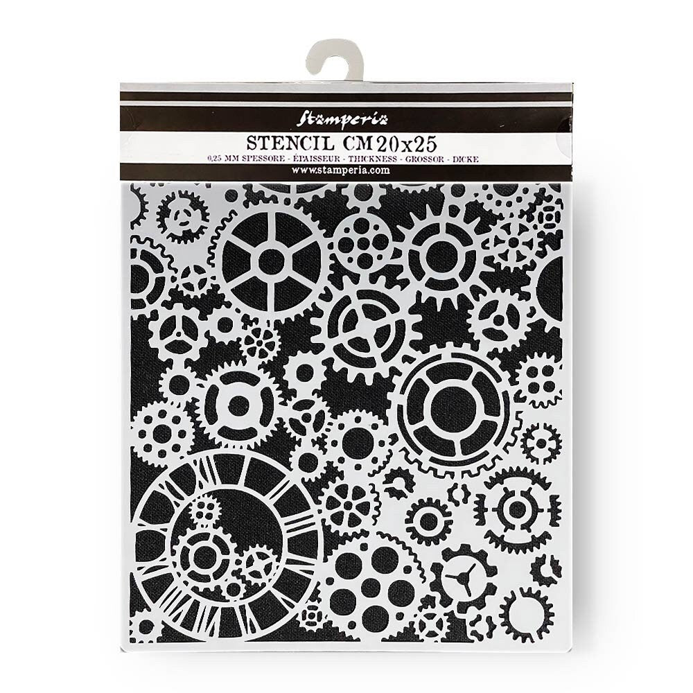 Stamperia Mixed Media Art Magic Forest MECHANISMS Stencil 20x25 cm #KSTD128