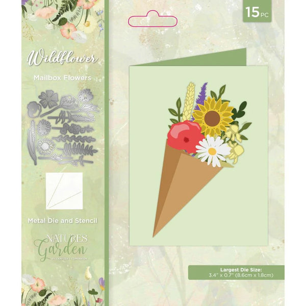 Crafters Companion NATURE'S GARDEN Wildflower Mailbox Flowers Metal Die and Stencil #NGWILDMDSTMBFL - Last One!