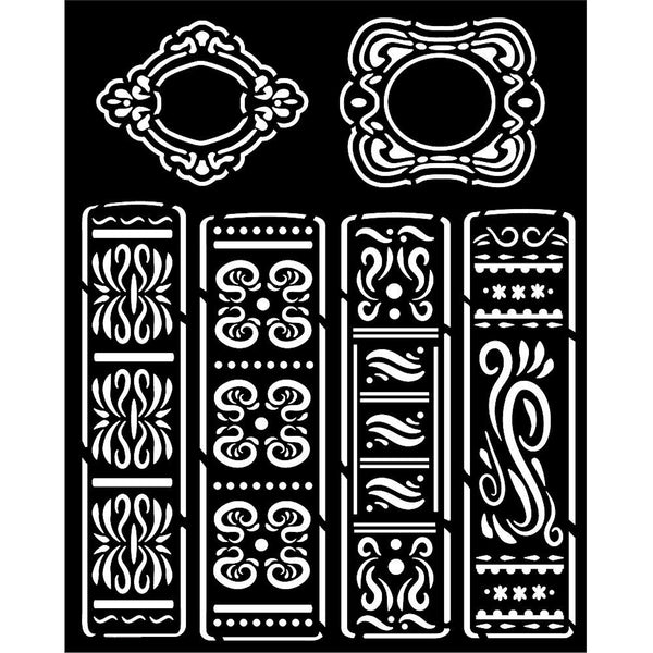 Stamperia VINTAGE LIBRARY BOOKS Mixed Media Art Stencil 20x25 cm #KSTD134