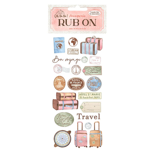Stamperia Create Happiness Oh La La TRAVEL Rub On 4" x 8.5"  #DFLRB29