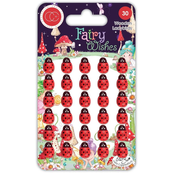 Craft Consortium FAIRY WISHES 30 Wooden Lady Birds #CCWDNS022