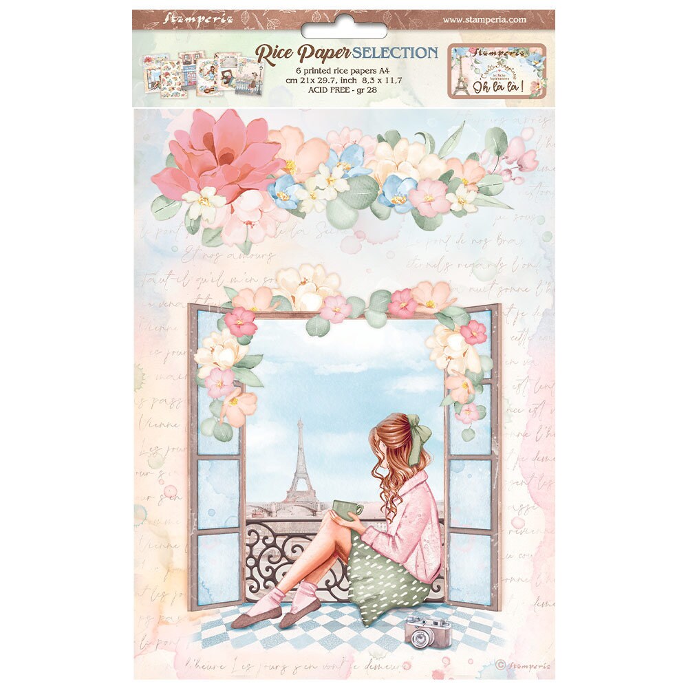 Stamperia CREATE HAPPINESS Oh La La A4 Rice Paper SELECTION Decoupage  #DFSA4XOL