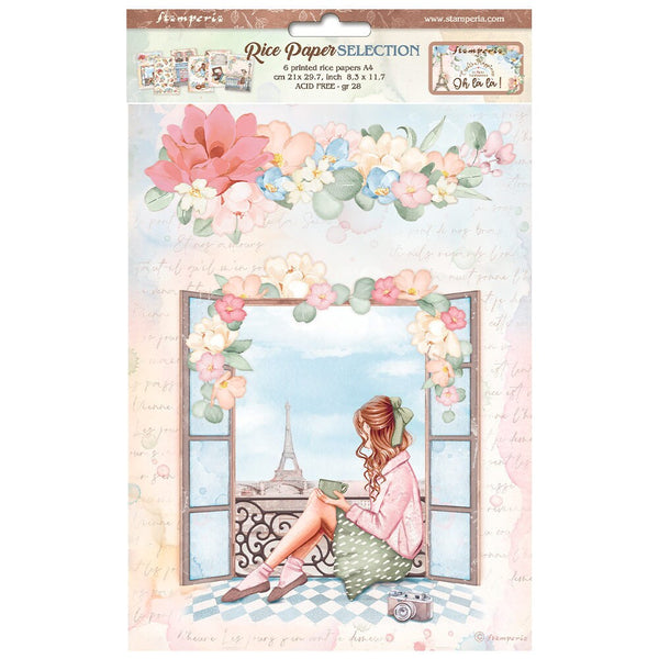 Stamperia CREATE HAPPINESS Oh La La A4 Rice Paper SELECTION Decoupage  #DFSA4XOL