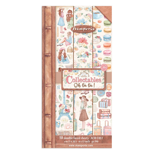 Stamperia 'Collectables Oh la la!' collectibles book with colorful designs on a white background