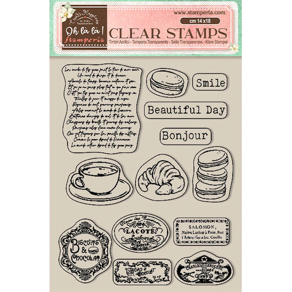Stamperia Create Happiness Oh La La LABELS Acrylic Stamps 14 x 18 cm #WTK175