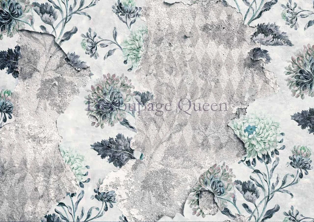 Decoupage Queen Andy Skinner FLORAL HARLEQUIN A4 Rice Paper DQRP0436 Retired 7.20.24