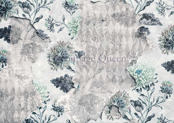 Decoupage Queen Andy Skinner FLORAL HARLEQUIN A4 Rice Paper DQRP0436 Retired 7.20.24
