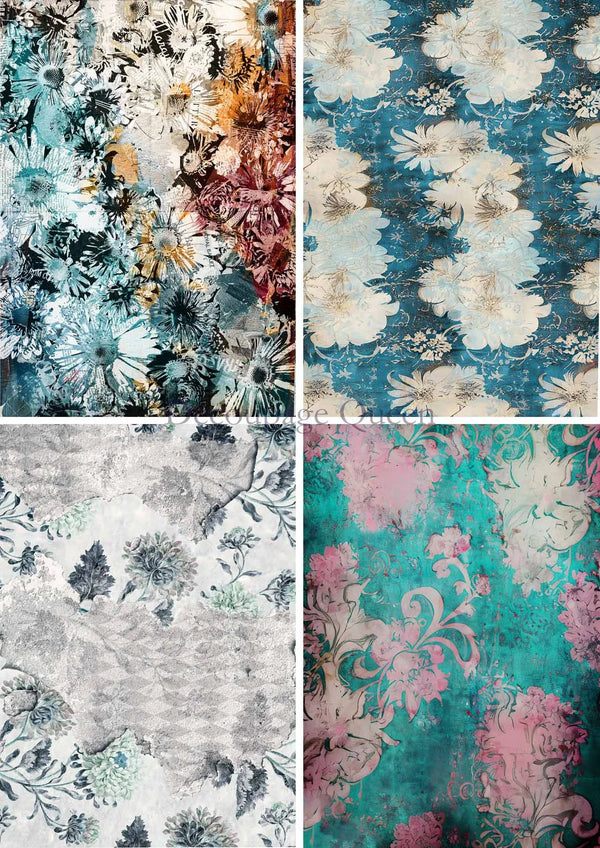 Decoupage Queen Andy Skinner ANDY'S FLORAL 4 PACK  A4 Rice Paper DQRP0437 Retired 7.20.24