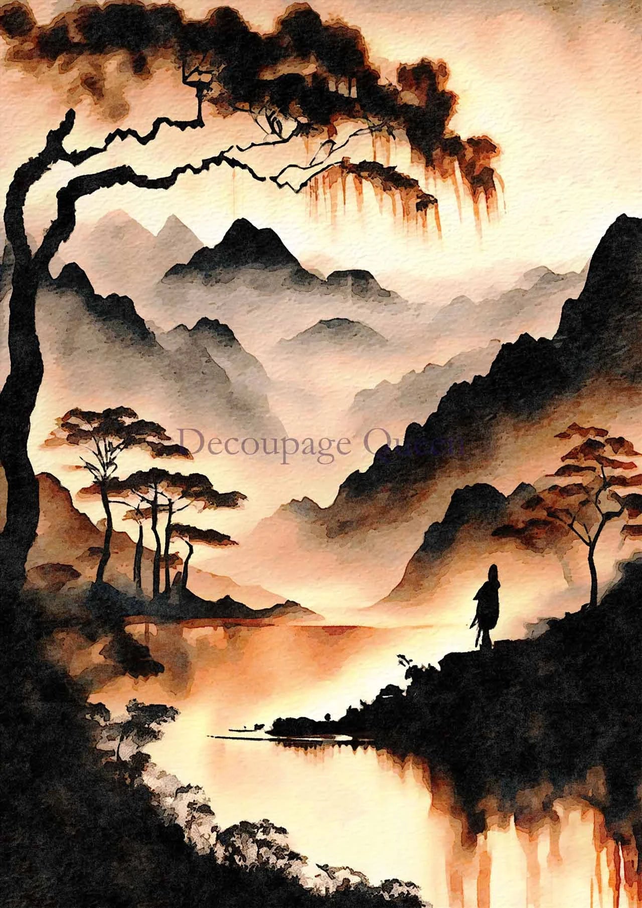 Decoupage Queen Andy Skinner SUMI SUNSET  A4 Rice Paper DQRP0440 Retired 7.20.24